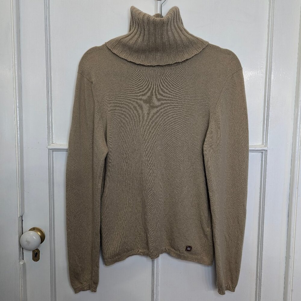 Chanel 2001 01A Light Brown Beige Cashmere Turtleneck Sweater Women FR44 M 8 10 - Picture 2 of 16